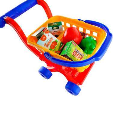 Imagem de Carrinho de Supermercado de Brinquedo com Cesta Removível e Acessórios