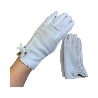 Imagem de Luvas Femininas Quentes De Inverno Em Couro PU Compatíveis Com Tela Se