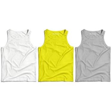 Imagem de Kit 3 Camisetas Regatas Básicas Masculina Lisas 100% Algodão Premium -