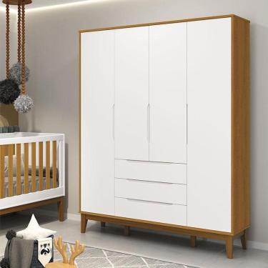 Imagem de Guarda Roupa Infantil Classic Elfe Branco Acetinado Savana Amadeirado - Reller