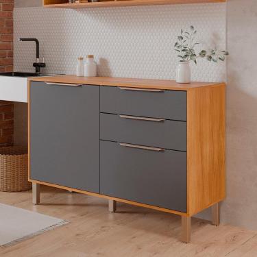 Imagem de Balcão Divina 120 Cm Para Cozinha Com 2 Portas E 2 Gavetas Cinamomo/titanium