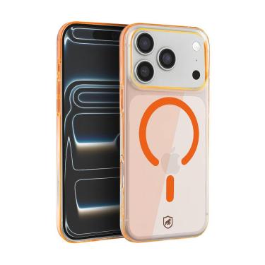 Imagem de Capa para iPhone 17 Pro - Crystal Slim Magsafe - NÃO AMARELA - Laranja - Gshield