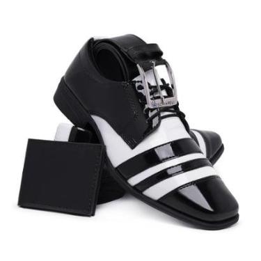 Imagem de Kit Cinto e Carteira Sapato Masculino Social Schiareli 840 Bico Quadrado Fino Moderno-M...
