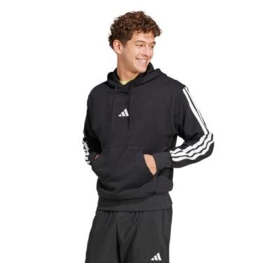 Imagem de Moletom Com Capuz Adidas 3 Stripes Masculino, Preto, P