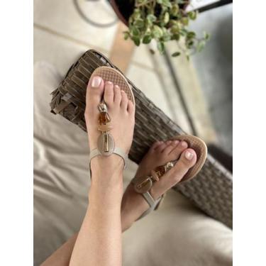 Imagem de Sandália Rasteirinha Pedraria Adorno Detalhes Em Pedra Femin - Genéric