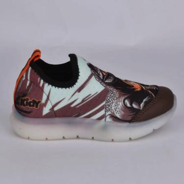 Imagem de Tênis Kidy Flex Light Pisca Pisca Dinossauro Marrom Laranja-Masculino
