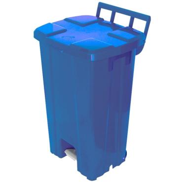 Imagem de Lixeira Plástico Quadrado com Pedal de 100 Litros Azul P100a Jsn Cesto Plástico Quadrado com Ped