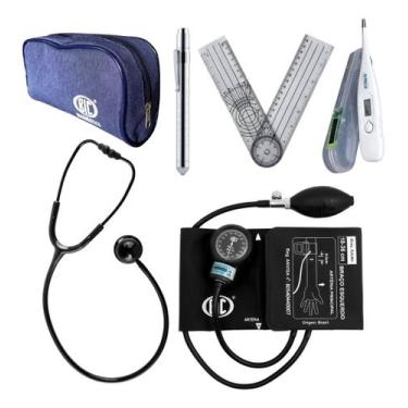 Imagem de Kit Clínico Profissional Esfigmo Esteto Bic Acessórios Cor:preto, pret