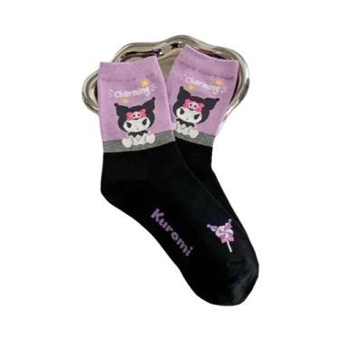 Imagem de Meias De Algodão Respiráveis HelloKitty Cinnamoroll Kuromi Para Menina