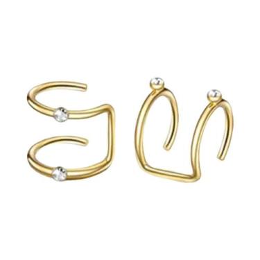 Imagem de Brincos De Pressão Femininos De Aço Inoxidável Com Folha, Sem Furo, Ac