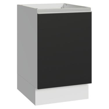 Imagem de Balcão De Cozinha 50cm 1 Porta (sem Tampo) Bp Glamy Madesa Branco/preto
