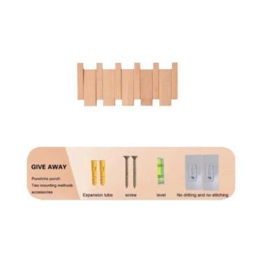 Imagem de Cabideiro De Parede Em Madeira Em Forma De Tecla De Piano Com 8 Gancho