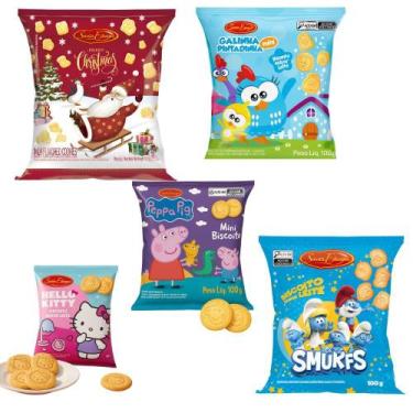 Imagem de Biscoito Bolacha Sortidas Cookies Leite Kit 5 Pacotes - Santa Edwiges