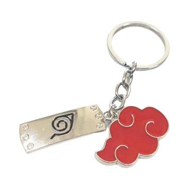 Imagem de Pingente Chaveiro Kunai Shuriken Ninja Akatsuki Konoha Nuvem Vermelha 