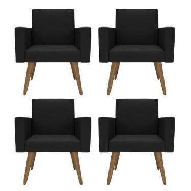 Imagem de Kit 4 Cadeira Para Recepção Barbearia Sala De Espera Lina - Móveis Maf