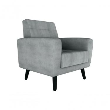 Imagem de Poltrona Livia Para Sala Decorativa Recepção Estrutura Madeira Cinza Matrix