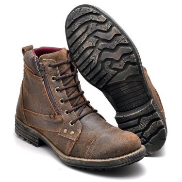 Imagem de Bota Masculina Coturno Couro Legitimo Casual Gasto Cafe-Masculino