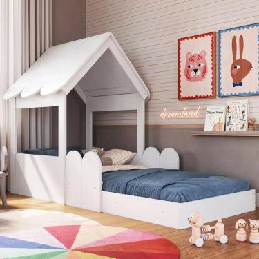 Imagem de Cama Solteiro Infantil Montessoriana Casinha Nana Branco C06 - Mpozenato