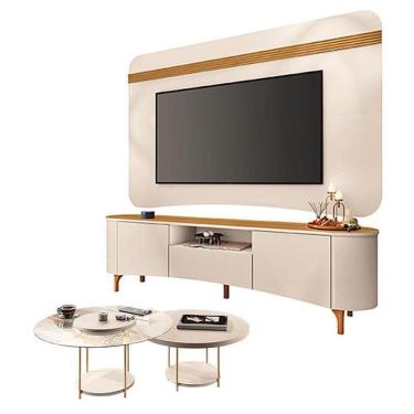 Imagem de Rack Bancada E Painel Off White Cinamomo Com Kit Mesa De CentroOff White-Hb Móveis