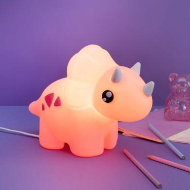 Imagem de Luminária 3D Dino Baby Rosa Tpc para Decoração Infantil com Design de Dinossauro Bivolt...