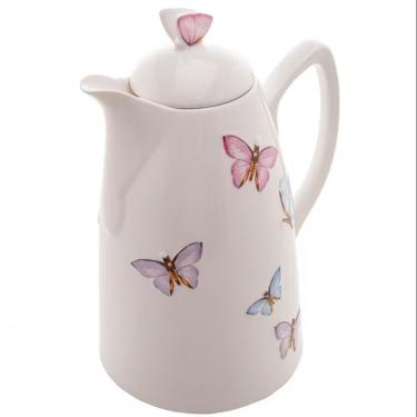 Imagem de Garrafa Térmica Borboletas para Bebidas Quentes e Frias em Porcelana com Tampa de Rosqu...