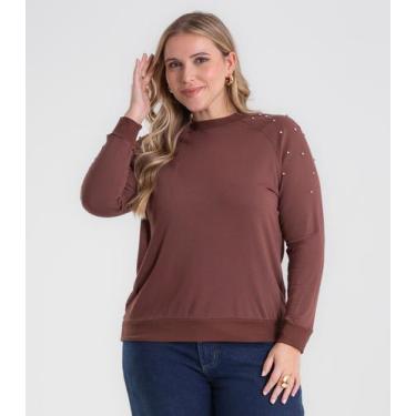 Imagem de Blusão Feminino Molecotton Plus Size Secret Glam Marrom, Plus G2, Marr