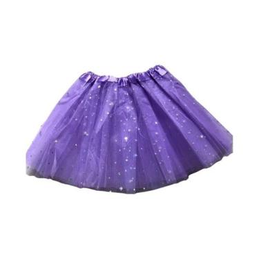 Imagem de Saia Tutu Com Glitter E Lantejoulas Para Meninas, 3 Camadas De Tule, P