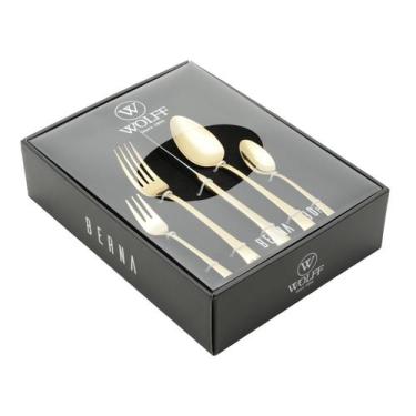 Imagem de Faqueiro 30 peças de aço inox PVD Dourado com Gift Box Berna Wolff - 7