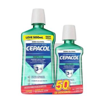 Imagem de Kit Enxaguante Antisséptico Bucal Cepacol Menta Ice Sem Álcool 500ml +