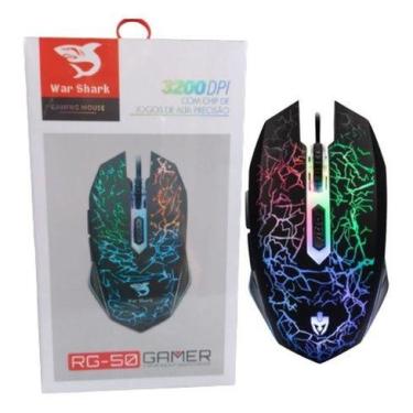 Imagem de Mouse Gamer Led Decorativo C/ Fio Botões Laterais 3200DPI RG-50 - ds