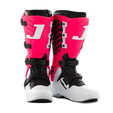 Imagem de Bota Motocross Adulto Trilha Off Road Branco Rosa Jett Hi-Vis, 43, Bra