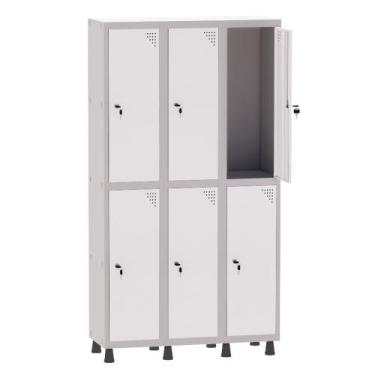 Imagem de Armário Guarda Volume Locker Roupeiro 3 Vãos 6 Portas Aço GRF503/6 Cin