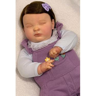 Imagem de Bebe Reborn Boneca Menina Realista Dormindo Vinil 65cm - Ana Dolls