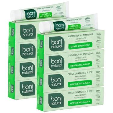 Imagem de Kit 8 Creme Dental Boni Natural Sem Fluor Menta Melaleuca Antisseptico