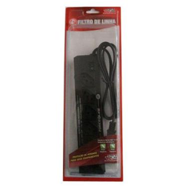 Imagem de Filtro de Linha + Protetor 6 Tomadas Bivolt Metálico Preto - Force Lin