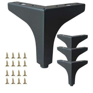 Imagem de Pés para Móveis Smaxcn 10 cm Preto Fosco Metal Kit com 4 Unidades