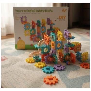 Imagem de Brinquedo Blocos Montar Educativo Tubos Pista Rola Bolinha 76 Pçs - BE
