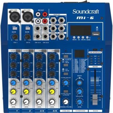 Imagem de Mesa de Som MI-6 com 06 Canais, USB e 24 Presets de Efeitos 24 BITS em Chassi Metálico Portátil Soundcraft