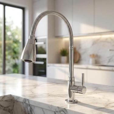 Imagem de 2x Torneira Cozinha Gourmet Flexível 2 Jatos Cromada Luxo - Congratula