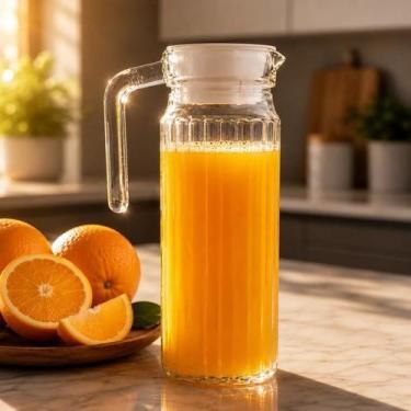 Imagem de Jarra de Vidro 1 Litro com Tampa para Suco e Água Geladeira Alta Trans