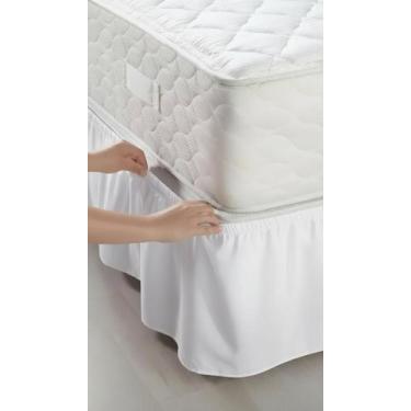 Imagem de Saia Box Casal Ponto Palito Algodão Branco 33cm - Congratulations Stor