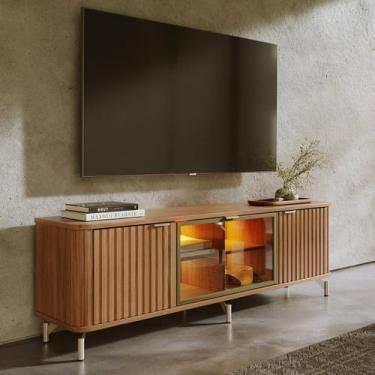 Imagem de Rack para TVs até 75 Polegadas 100% MDF 3 Portas Vidro Reflecta Neon F