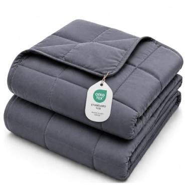 Imagem de Cobertor pesado de microfibra, 8 kg, 152 x 203 cm refrescante, respirável, com contas de vidro, para adultos, todas as estações, verão, outono, inverno, macio, grosso, confortável