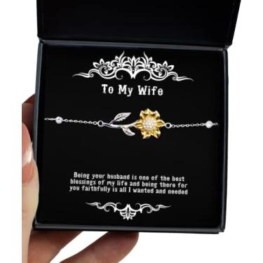 Imagem de SpreadPassion Pulseira de girassol Being Your Husband is one of The Best Blessings of My Life and Being There for Wife (Being Your Husband is one of The Best Blessings of My Life and Being There for Wife - para esposa