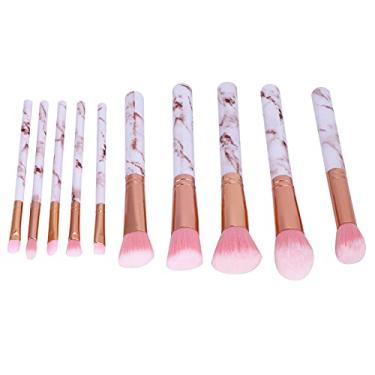 Imagem de Pincel de pó oblíquo, pincel de blush Pincel de pó de fixação solto Pincel de lábios para maquiagem(Cerdas rosa)