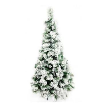 Árvore De Natal Luxo Pinheiro Verde Com Neve Nevada E Pinha 1.50m 412  Galhos AW215