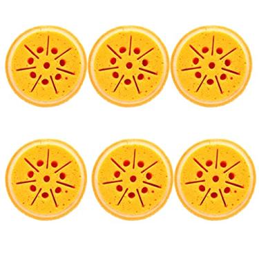 Imagem de Jueshanzj esponjas esponjas de lavagem esfregões esponja de cozinha esponja esponja de limpeza panos de prato para lavar pacote com 6 laranja doce