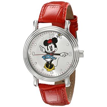 Imagem de Disney Relógio feminino W001874 Minnie Mouse analógico de quartzo vermelho, Vermelho, Movimento de quartzo