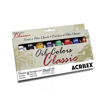 Imagem de Estojo Tinta A Óleo Acrilex 8 Bisnagas 20Ml