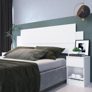 Imagem de Cabeceira Casal Garnet Com 2 Mesa De Cabeceira Ca20 Branco - Decibal Móveis